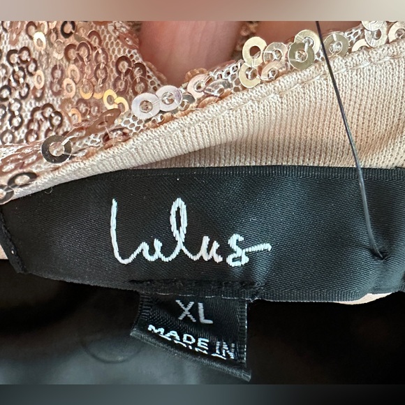 NWT Lulus Light Up The Night Champagne Sequin Shift Dress - Picture 11 of 12